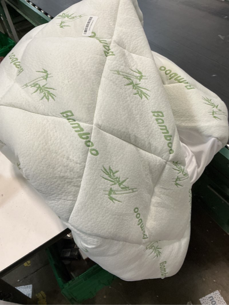 Condition photo showing Good Condition for ultra soft queen size mattress topper - viscose made from bamboo pillow top mattress pad for back pain relief - naturally cooling for hot sleepers, green green queen