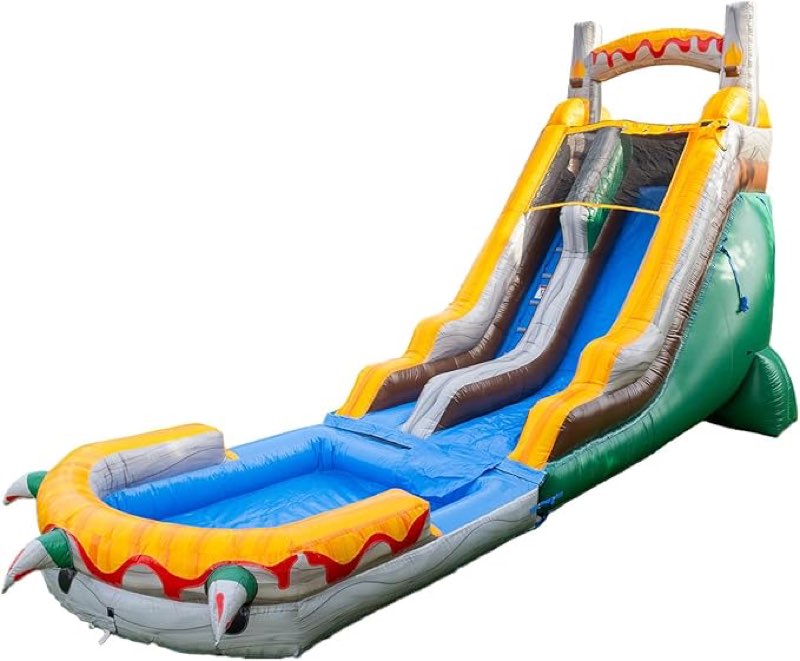 Herokiddo T-Rex 18' Water Slide with Detachable Pool, Tall Seating Height, for Kids and Adults, Commercial Grade, 100% PVC Vinyl, Outdoor Backyard, Summer Fun, Blow Up Inflatable (incomplete