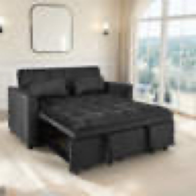 3-In-1 Convertible Sleeper Sofa,Modern Velvet Pull Out Sofa Bed With Reclining Backrest And Pillows
