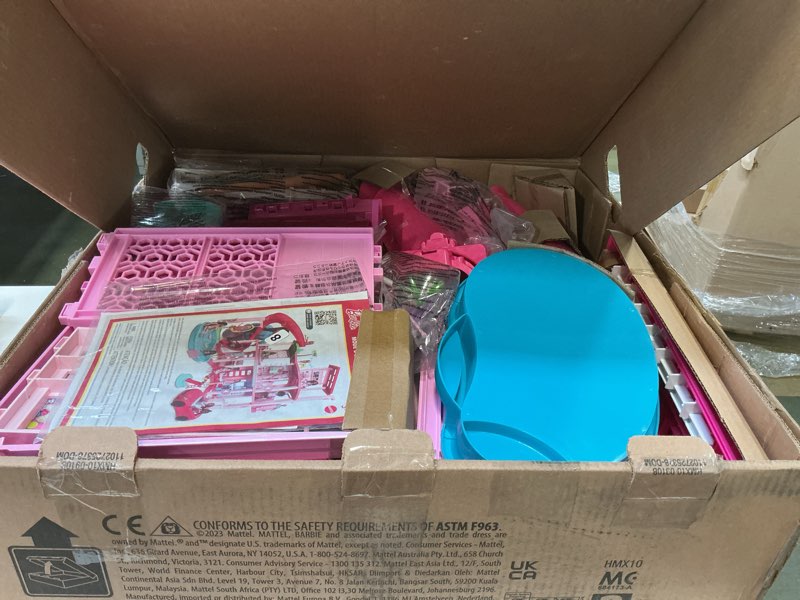 Condition photo showing New/Like New for Barbie Dreamhouse, Pool Party Doll House with 75+ Pieces and 3-Story Slide, House Playset, Pet Eleva