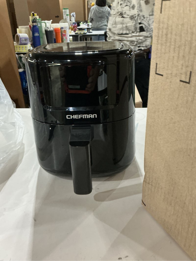 Condition photo showing As Is for CHEFMAN 2 Qt Mini Air Fryer – Digital Space-Saving Compact Air Fryer with Nonstick and Dishwasher Safe Basket, Quick & Easy Meals in Minutes, Features Digital Timer and Shake Reminder – Black 2 Quart Black