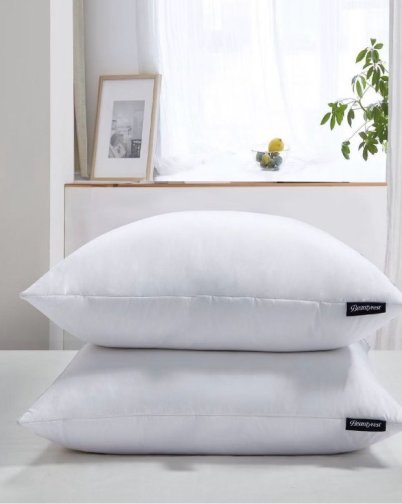 (1pcs)(Size Medium)Beautyrest Euro 2pk Feather Down Bed Pillow: 233 Thread Count, 100% Cotton, Firm Duck Down Fill