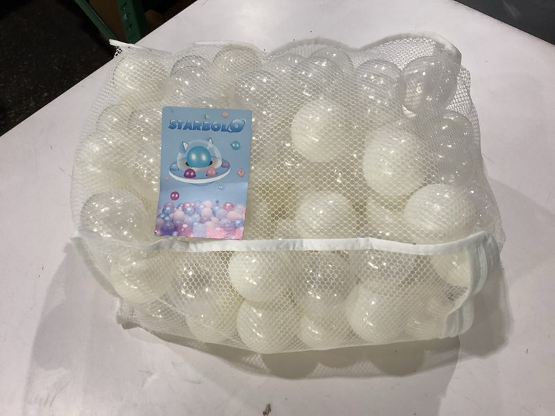 Condition photo showing New/Like New for starbolo ball pit balls for toddlers phthalate free bpa free non-toxic crush proof play balls for toddlers kids pool playhouse pack of 100 200 500 beige transparent 100 balls