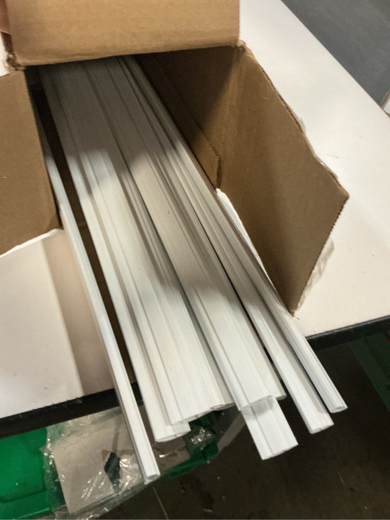 Condition photo showing As Is for brixwell plastic window grille kit in white finish with 12 total 24" profiles, 8 grid connectors, and 16 fasteners for installing decorative grille layouts on home window glass