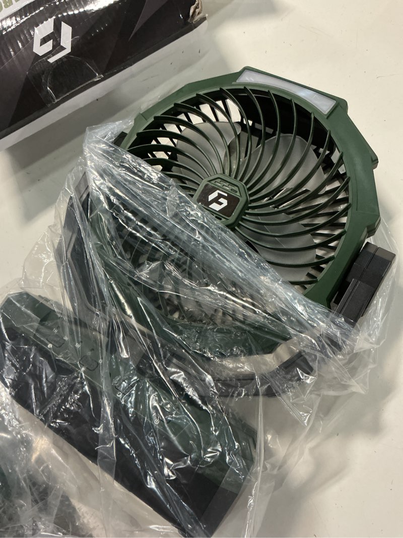 Condition photo showing Good Condition for frizcol 3-in-1 camping fan - portable fans rechargeable - 24000mah battery powered fan with light & remote for indoor, outdoor, tent, travel, fishing, jobsite, gifts for men dad him - green 24000mah internal green