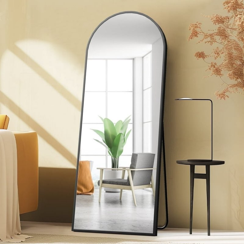 concetta arched full length mirror, full body standing mirror floor mirrors, black
