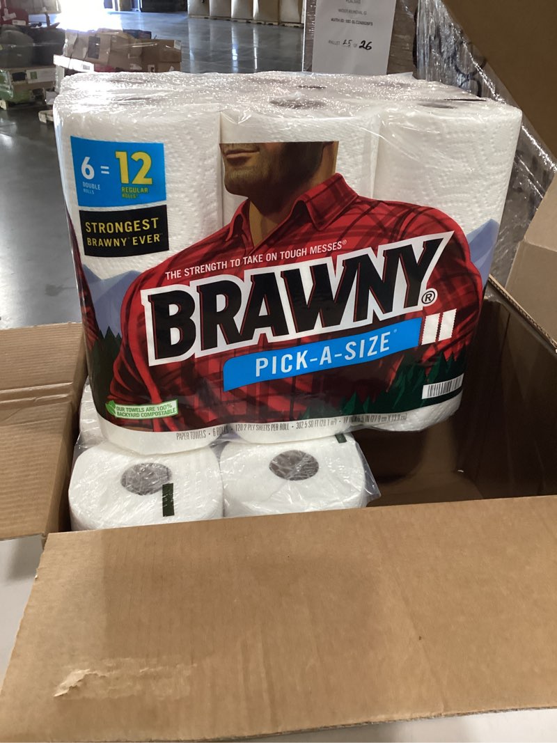 Condition photo showing Good Condition for brawny tear- paper towel 12 rolls