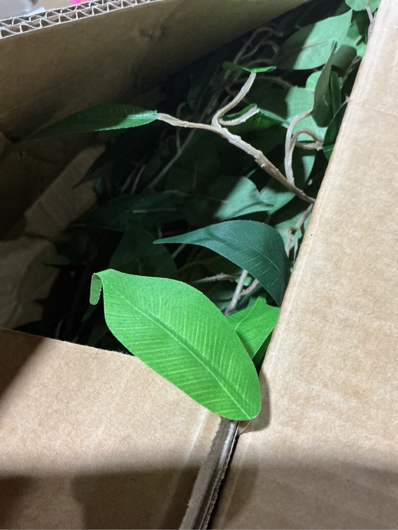 Condition photo showing Good Condition for 7ft large ficus artificial trees with natural curved trunks, 84" tall lush faux tree for home decor indoor, green lifelike fake ficus tree artificial plants in pot 1 7.2ft