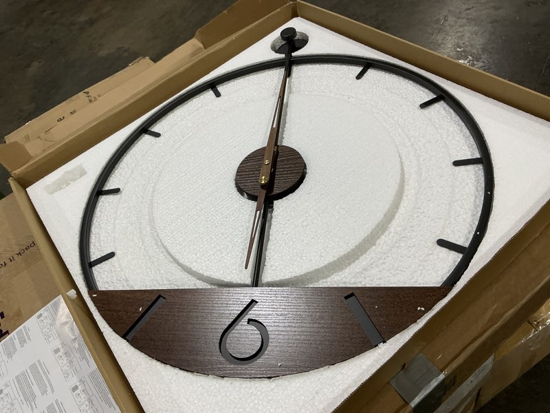 cuspin 16 inch wall clock with walnut wood dial, modern decorative clock silent non-ticking battery operated metal frame for living room, kitchen, office, or bedroom wall decor, black and brown modern walnut 16 inch