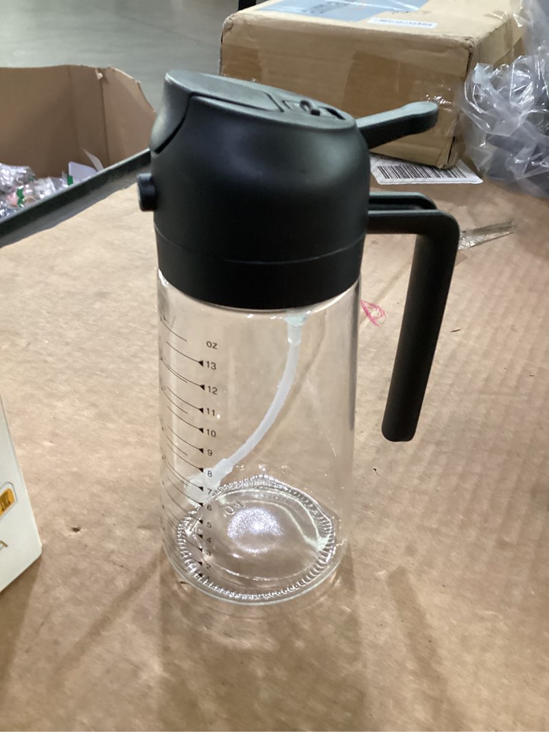 Condition photo showing Good Condition for trendplain 16oz/470ml glass olive oil sprayer for cooking – 2 in 1 olive oil dispenser bottle for kitchen gadgets and air fryer accessories, salad, bbq - black