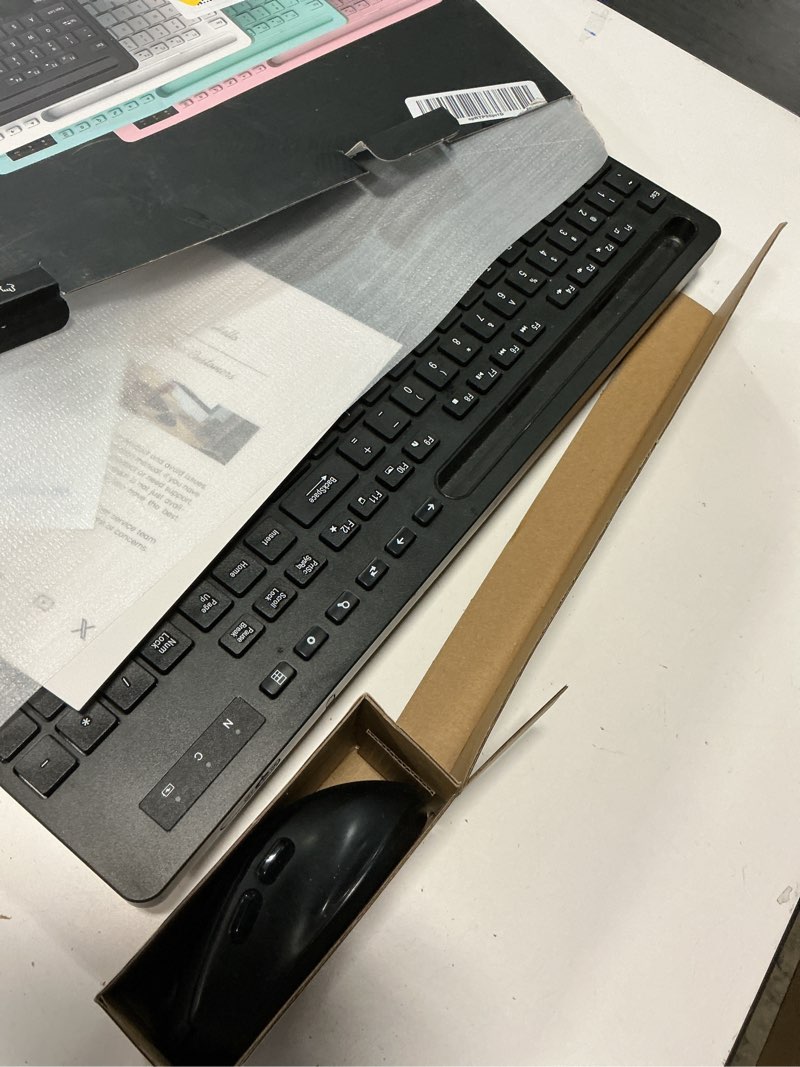 Condition photo showing Good Condition for sablute wireless keyboard and mouse combo - full size ergonomic wrist rest, silent typing, phone holder, 2.4 ghz, 3 level dpi, batteries powered, compatible with pc, laptop, windows, macos 1 pack classic black