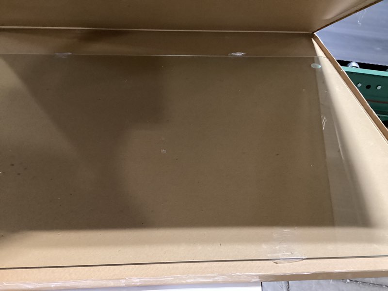 Condition photo showing As Is for tempered glass chair mat for carpet & hard floor, 30"x48" office chair mat - heavy duty & scratch resistant, non-slip pads, rounded corners & polished edges
