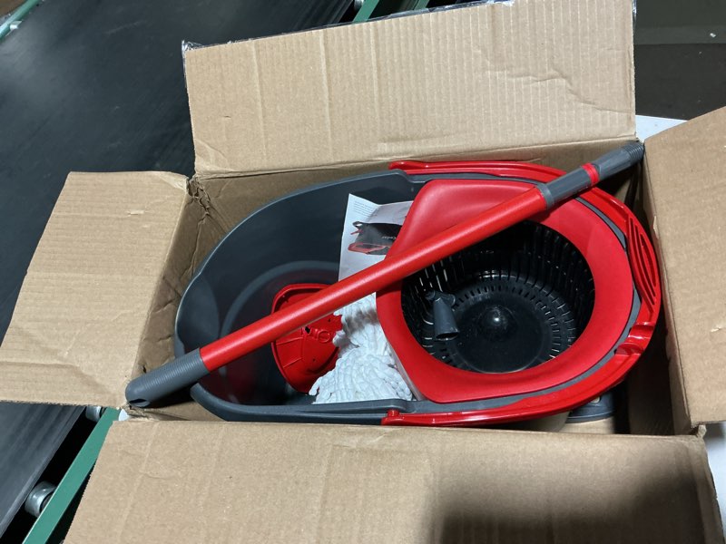Condition photo showing Good Condition for O-Cedar EasyWring Microfiber Spin Mop, Bucket Floor Cleaning System, Red, Gray, Standard Easywring Spin Mop & Bucket