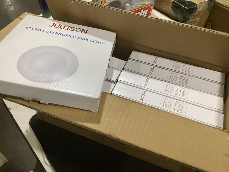 Condition photo showing New/Like New for 8 packs 6 inch led low profile recessed & surface mount disk light, round, 15w, 900 lumens, 5000k daylight white, cri80, driverless design, dimmable, etl listed, white 8 packs 5000k white 6inch