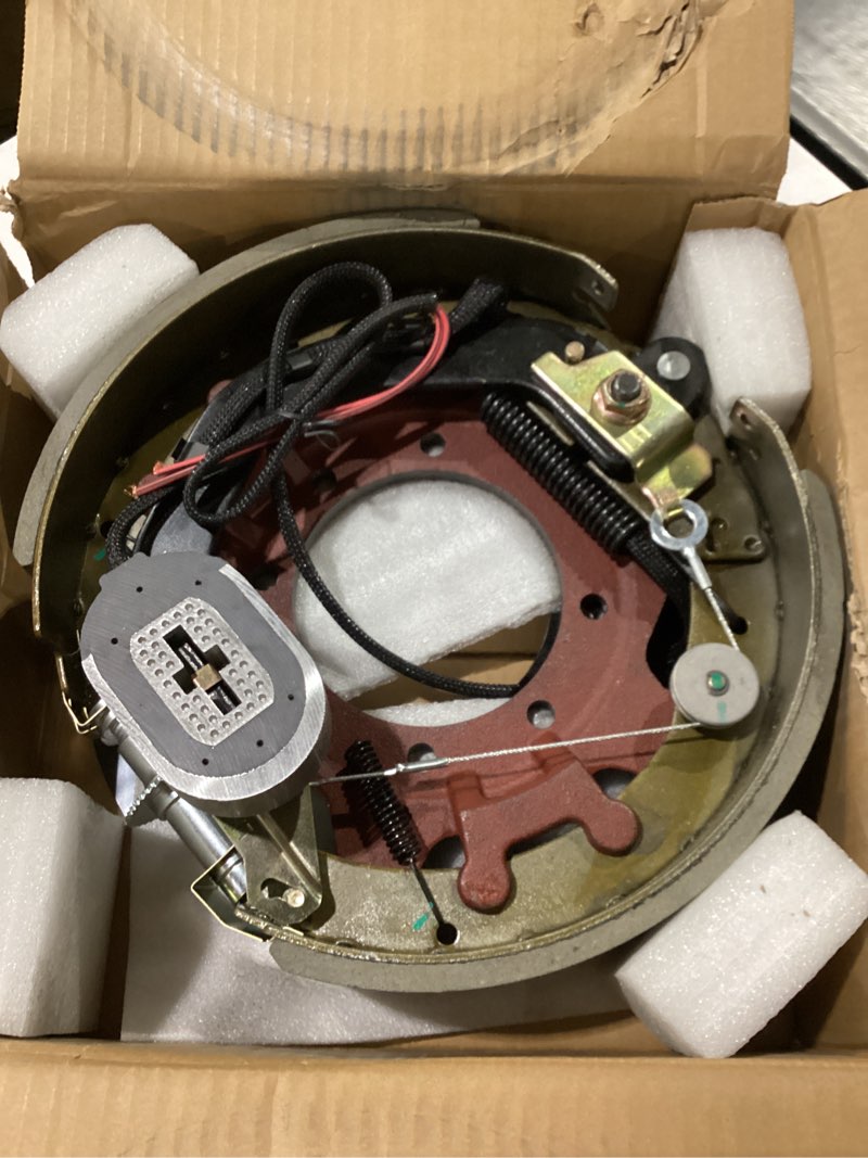 Condition photo showing New/Like New for 12-1/4” x 3-3/8” trailer brake assembly fit for dexter 9000-10000lbs general duty axles with 7 bolt mounting, left & right side trailer brake replace 023-450-00 023-450 023-451-00 023-451, 2pcs