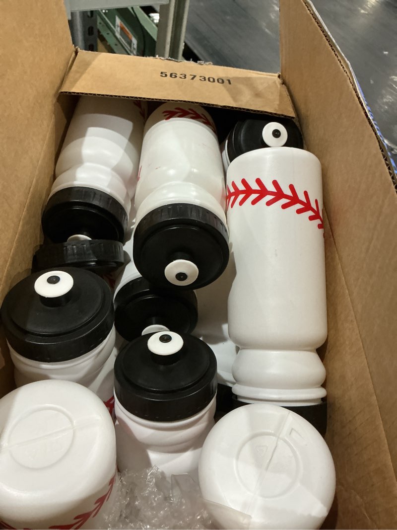 Condition photo showing Good Condition for nitial 20 pack baseball squeeze water bottle bulk 20 oz sports bottle with pull top lid plastic reusable gifts tumbler for sports travel gym party supplies (white) white yur1206