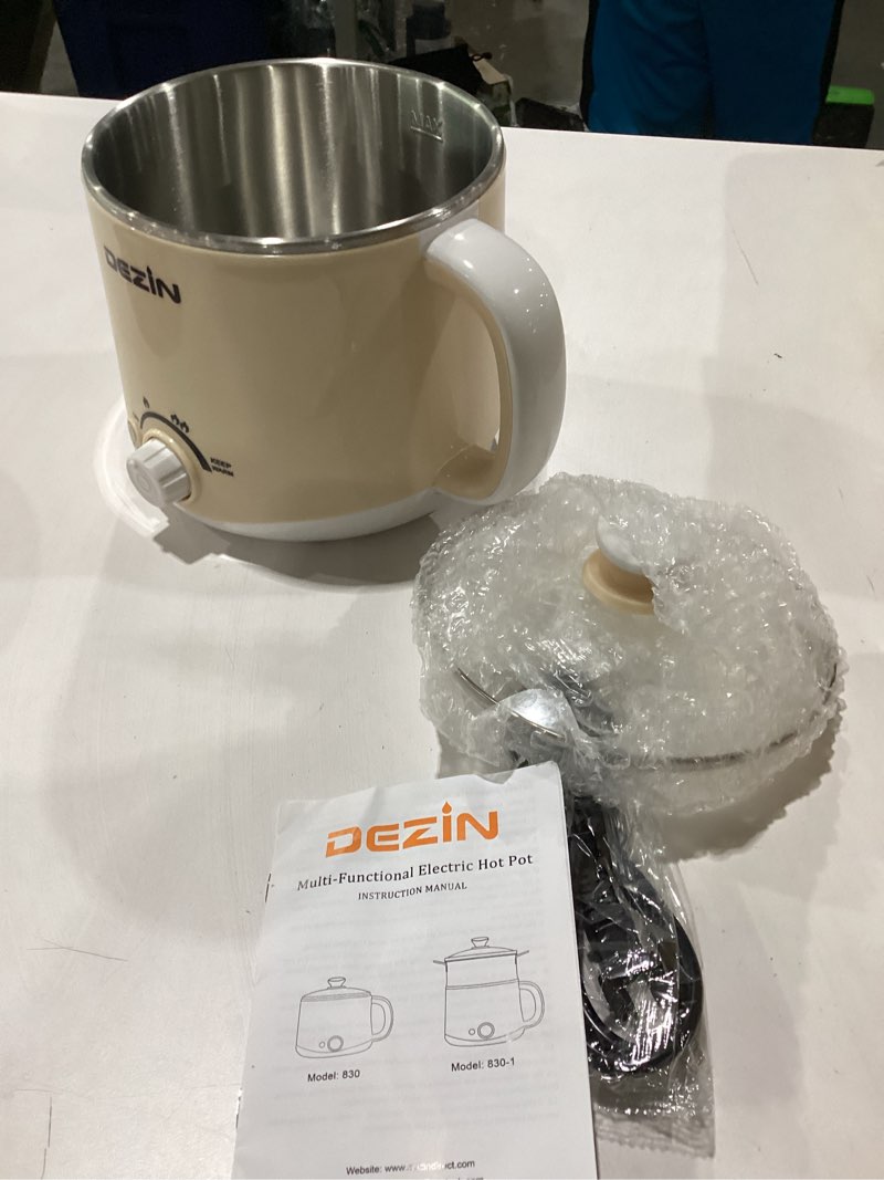 Condition photo showing Good Condition for dezin electric pot, 1.6l ramen cooker, hot pot electric stainless steel, multifunctional cooker for egg, pasta, soup, porridge, oatmeal with temperature control and keep warm function 1.6l beige