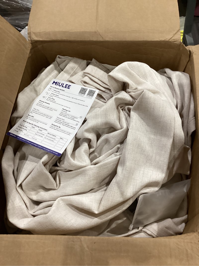 Condition photo showing Good Condition for MIULEE Pinch Pleated Thick Linen Curtains 108 Inch 4 Panels Set Ivory Cream Back Tab Memory Trained Pinch Pleat Semi Sheer Light Filtering Privacy Curtains Window Drapes for Living Room Bedroom Birch Birch 40"W x 108"L (Pack of 4)