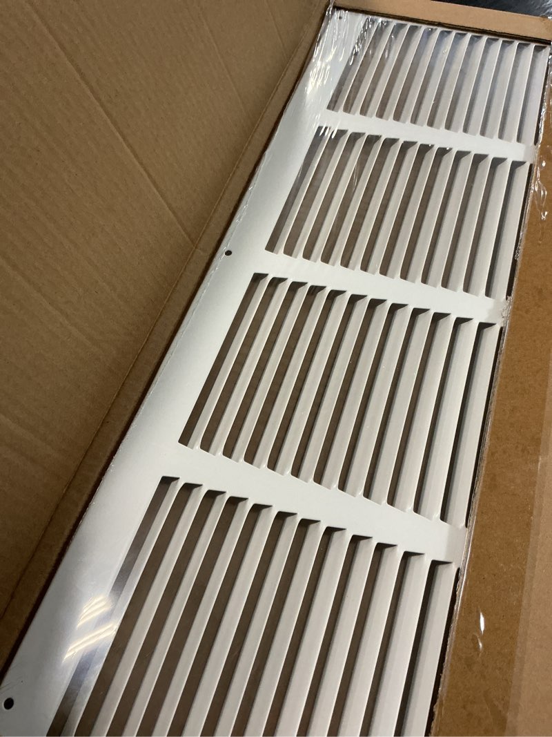 Condition photo showing Good Condition for hvac premium 22'' x 12'' [duct opening] flat stamped steel return air grille - sidewall and ceiling - hvac vent duct cover - white [outer dimensions: 23.75''w x 13.75''h] 22 x 12