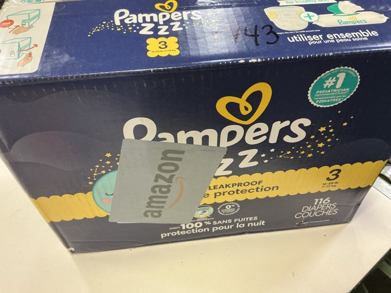 Condition photo showing New/Like New for Pampers ZZZ Overnight Diapers, Size 3 (16-28 lbs), 116 Count, Nighttime Protection Disposable Baby Diaper, Night Time Leak and Skin Protection Size 3 116