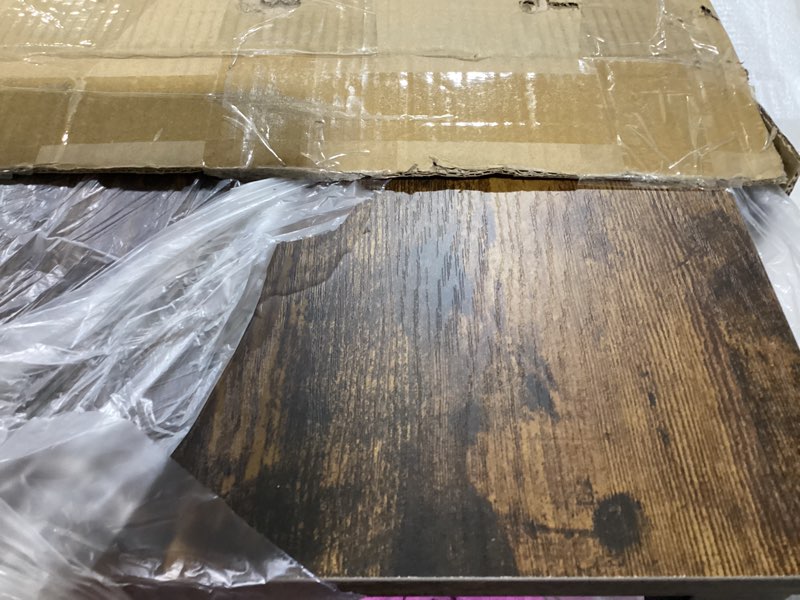 Condition photo showing As Is for TEMI Small Computer Desk Folding Table - 35.8" Foldable Office Desk, No Assembly, Perfect for Small Spaces in Bedroom, Dorm, or Apartment, Portable Mini Desk or Study Table with Compact Design, Brown