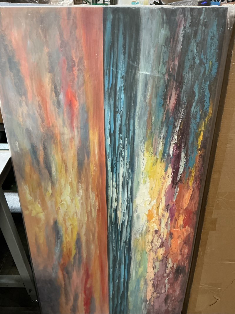 Condition photo showing New/Like New for (Similar)V-inspire Art,24x48 Inch 100% Hand Painted Modern Abstract Oil Paintings - The Brilliance of Sunrise - Acrylic Painted Canvas Wall Art Decor for Living room Bedroom Dining room Artwork for Home Walls 48L\" x 24W\" Yellow Pink Blue
