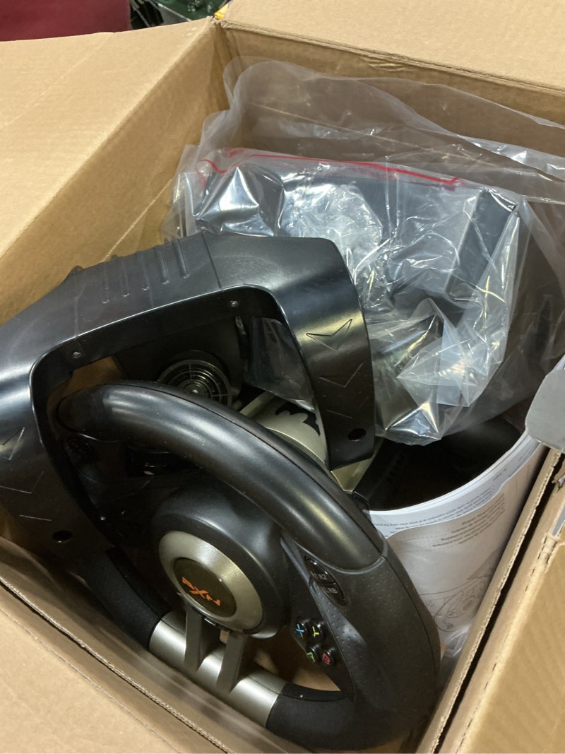 Condition photo showing Good Condition for pxn pc racing wheel, v3 pro 180 degree universal usb car sim race steering wheel with pedals for pc, ps3, ps4, xbox one, xbox series x/s, switch (black)