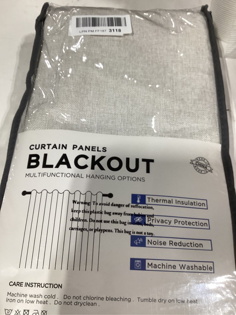 Condition photo showing Good Condition for INOVADAY 100% Blackout Curtains for Bedroom, Black Out Curtains 96 Inch Long, Clip Rings Linen Blackout Drapes, Thermal Insulated Room Darkening for Living Room, 2 Panels - Beige,W50xL96 Beige 50"W x 96"L (Pack of 2)