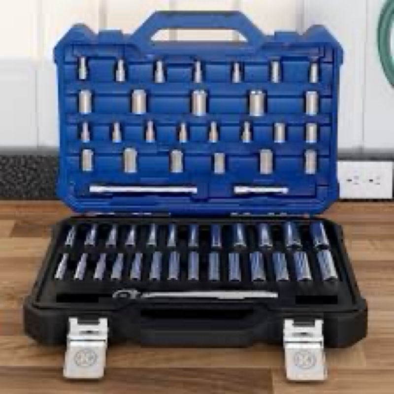 kobalt 55 -piece metric and standard (sae) mechanics tool set with hard case