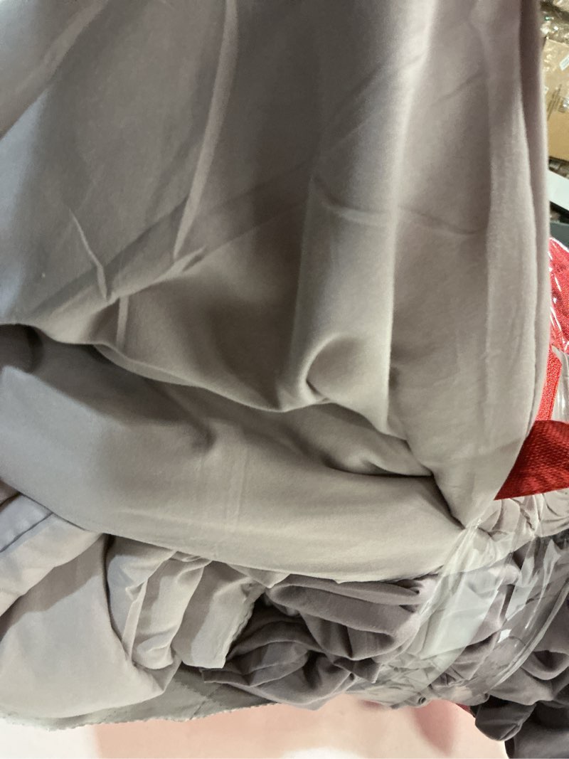 Condition photo showing As Is for monbix king size comforter set - 7 pieces bed in a bag king, cloud purple bedding sets with comforter, all seasons comforter bed set with sheets, pillowcases & shams cloud purple king(102"x90")