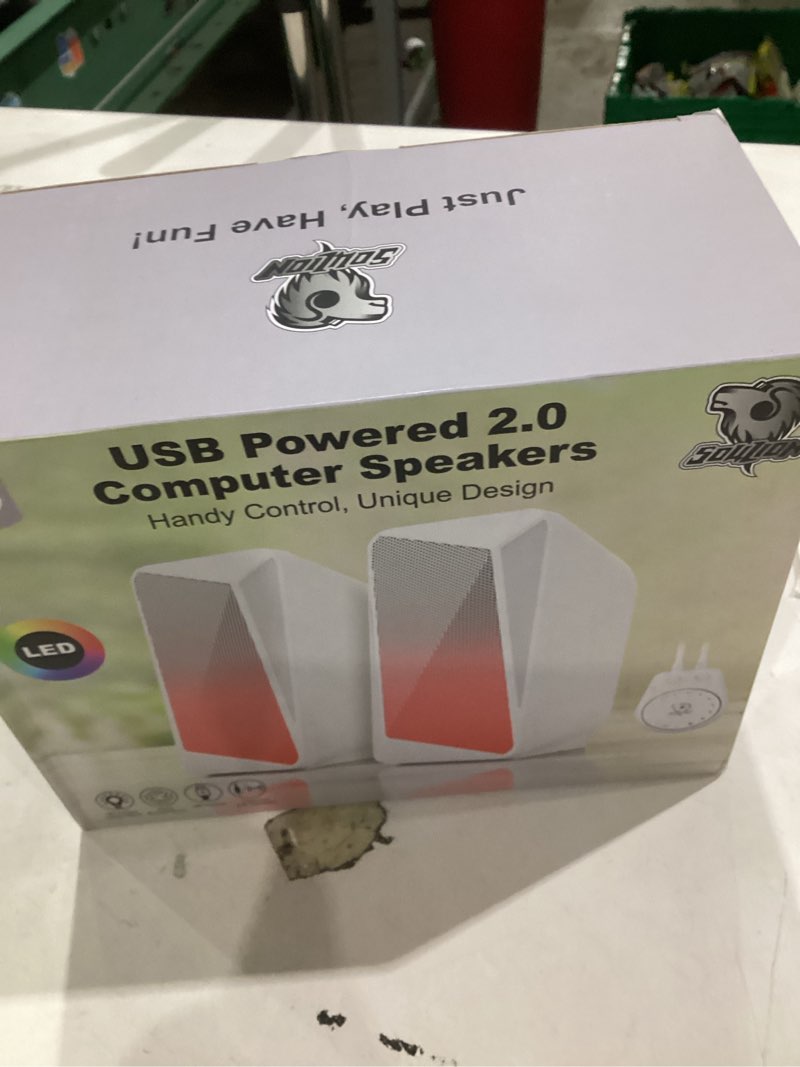 Condition photo showing Good Condition for SOULION C30 Bluetooth Computer Speakers, 2.0 PC Speakers USB Powered & 3.5mm Aux Speaker with Easy-Control Pod, Pulsing & LED Flame Lights, Desktop Speaker for Monitor Laptop - White