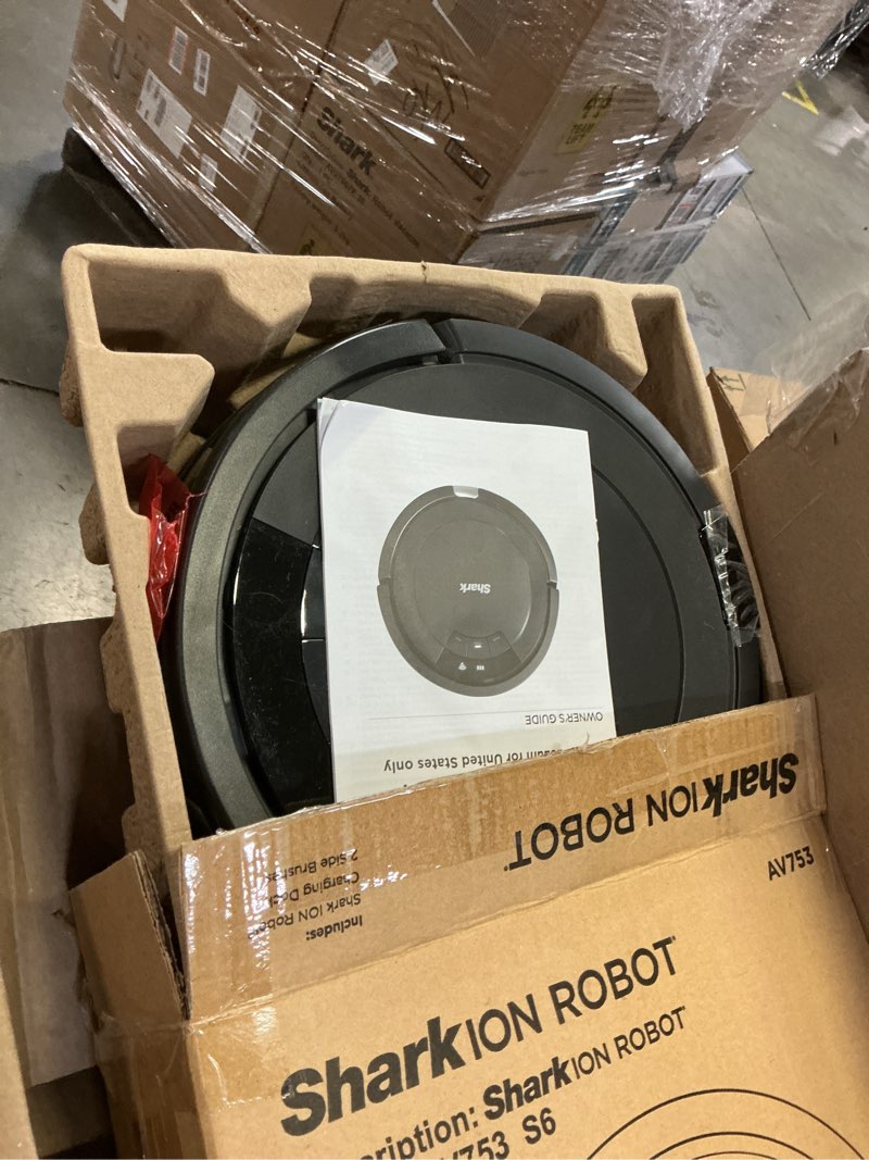 Condition photo showing As Is for Shark AV753 ION Robot Vacuum, Tri-Brush System, Wifi Connected, 120 Min Runtime, Works with Alexa, Multi Surface Cleaning, Grey ION Robot (Grey)