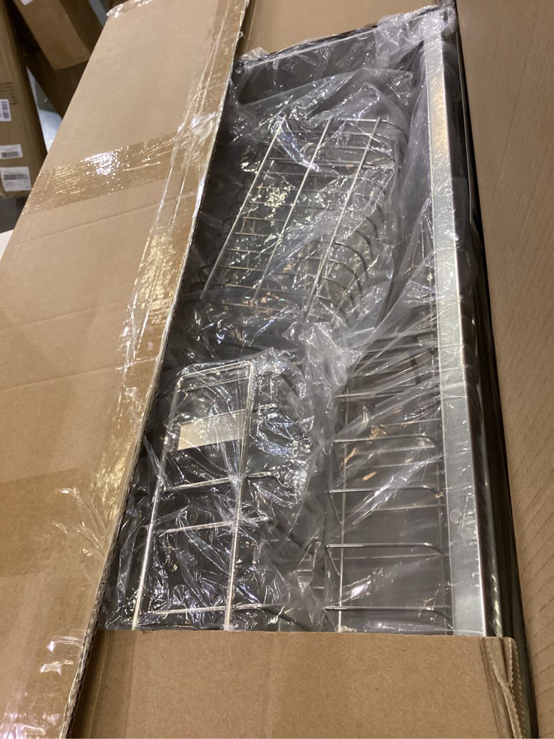 Condition photo showing New/Like New for 3 Tier Extra Large Stainless Steel Expandable Over The Sink Dish Drainer Drying Rack, Rust Proof Metal, Space Saving, Modern Silver Big Capacity Extendable Plate Strainers Above Kitchen Counter Silver Over Sink 3 Tier