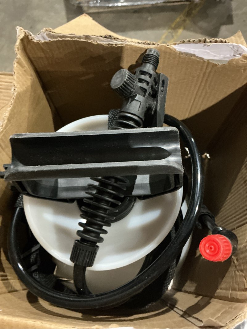 Condition photo showing As Is for 2gallon/7.56l pressure sprayer - multi-use pump mister for garden, lawn & home with 2 nozzles, shoulder strap & gloves - ideal as weed, plant & water sprayer
