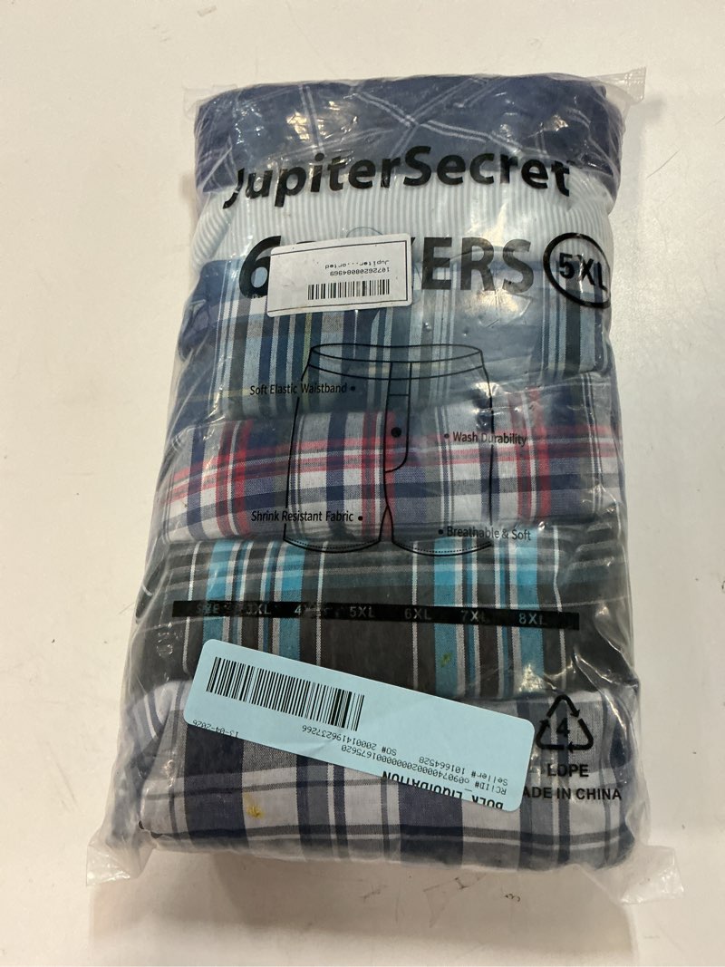 Condition photo showing New/Like New for jupitersecret men's 100% cotton boxer shorts, men's classic fit woven underwear, 6 pack /5xl