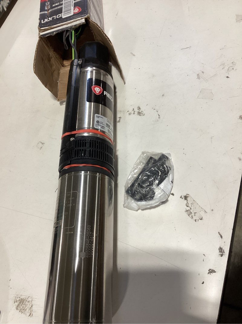Condition photo showing As Is for red lion rl12g05-2w2v 4-inch submersible deep well pump, 1/2 hp, 12 gpm, 2-wire, 230 volt, steel, 14942402