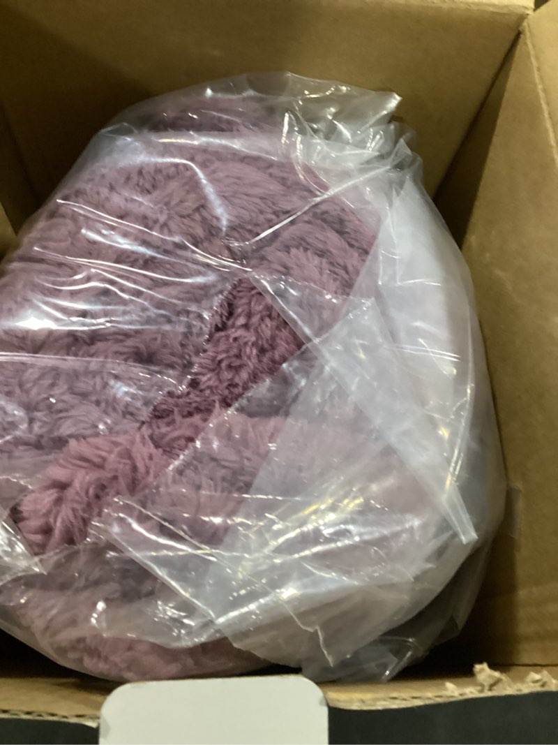 Condition photo showing Good Condition for berkshire blanket classic extra-fluffy™ plush blanket queen size, soft fuzzy fluffy long hair blanket for couch sofa bed, plum smoke, 90x90 inches plum smoke full/queen
