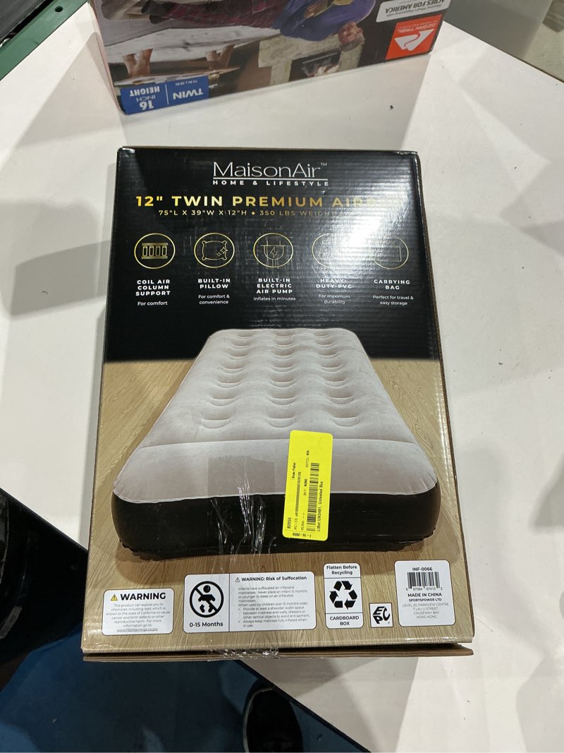 Condition photo showing Good Condition for maisonair 12in twin airbed premium air mattress with coil beam support and built in pillow with rechargeable pump