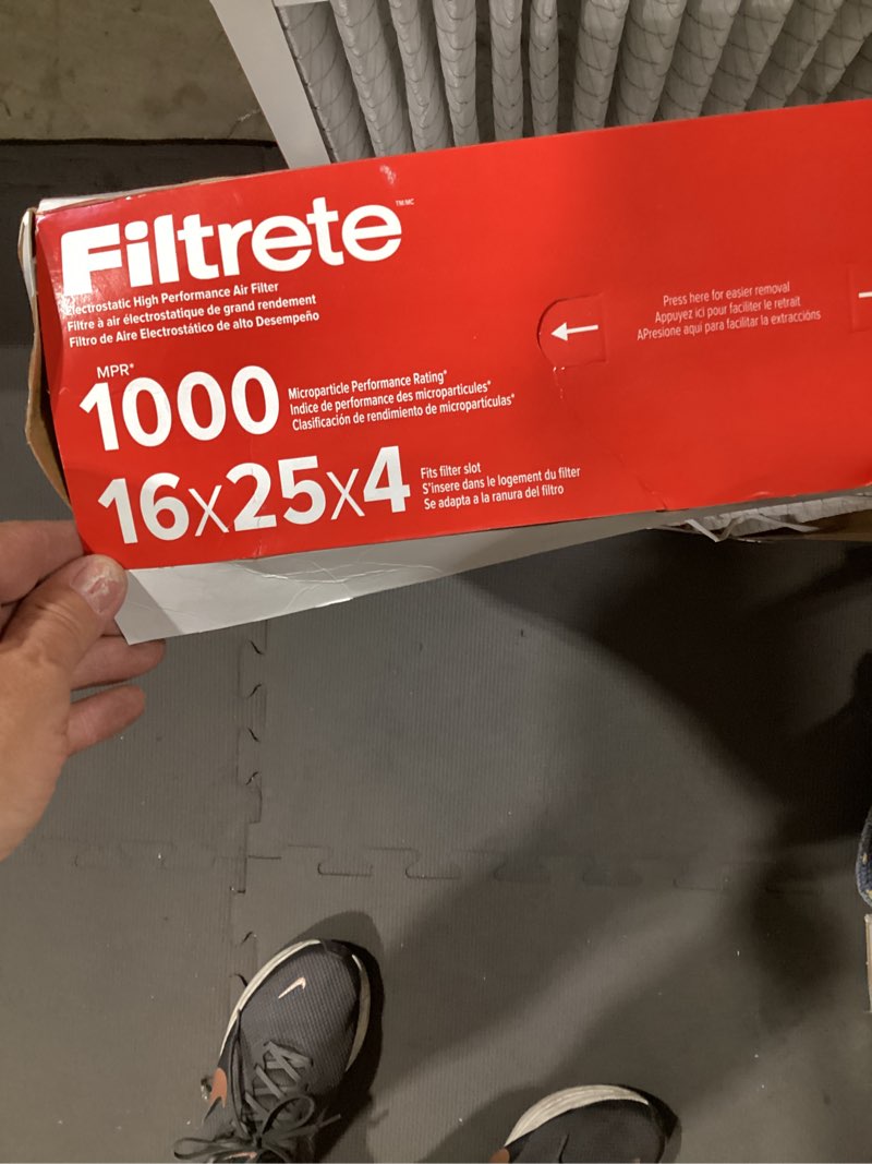 Condition photo showing As Is for filtrete air filter