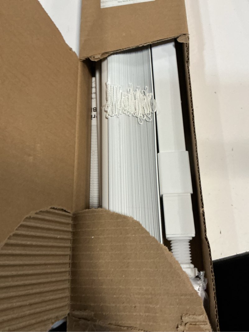 Condition photo showing As Is for No Drill Blinds for Windows 1\" Aluminum Cordless Mini Blinds L-Shaped Slat 100% Privacy, for Window Size 20.5\" W × 64\" H - White White 20.5\" W × 64\" H