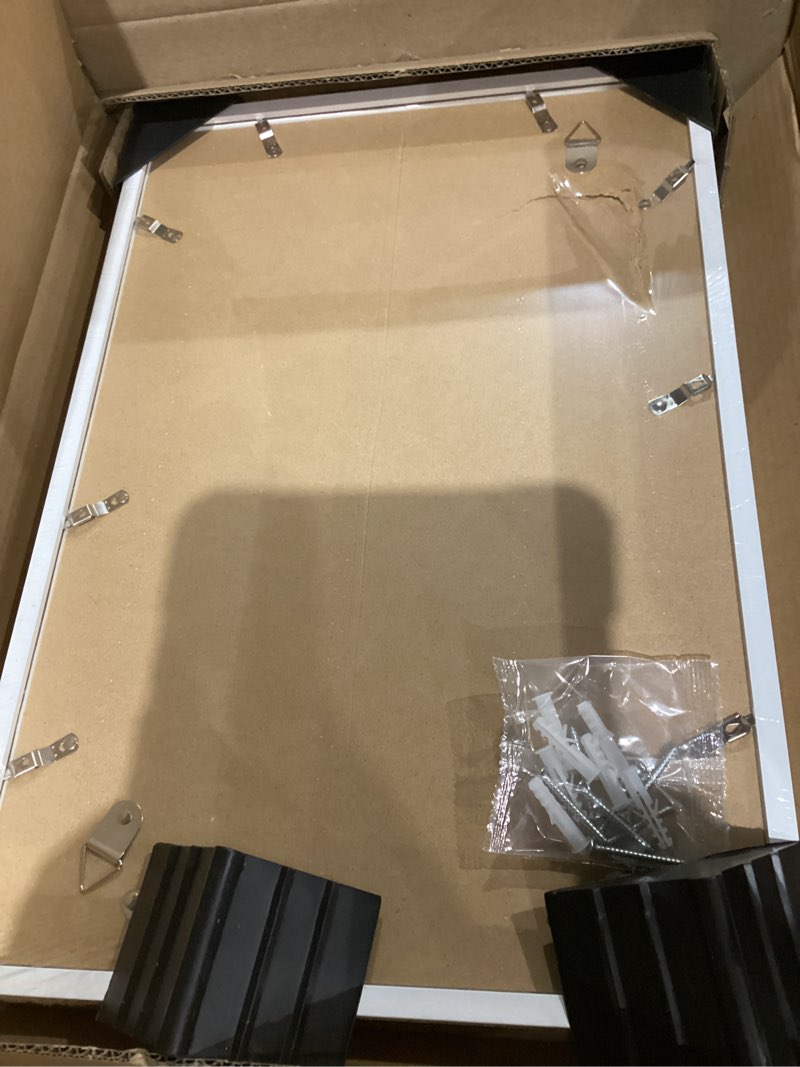 Condition photo showing As Is for 12x18 Frame Set of 3 - Display 11x17 Photo with Mat or 12 x 18 Poster without Mat, Wall Mounting Horizontal and Vertical, White White 12x18 in