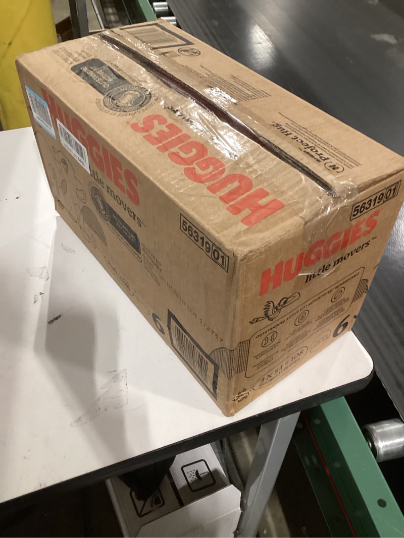 Condition photo showing New/Like New for Huggies Size 6 Diapers, Little Movers Baby Diapers, Size 6 (35+ lbs), 108 Count (2 Packs of 54), Packaging May Vary Size 6 108