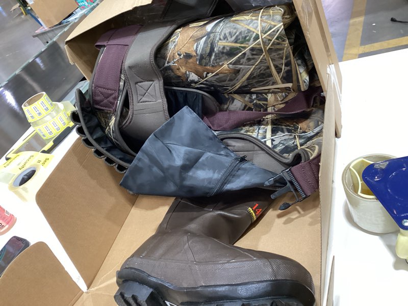 Condition photo showing As Is for HISEA Hunting Waders with 1400G Insulated Boots, 5.5mm Neoprene Chest Wader for Men, Waterproof Camo Bootfoot Fishing Waders Next Camo Evo 12