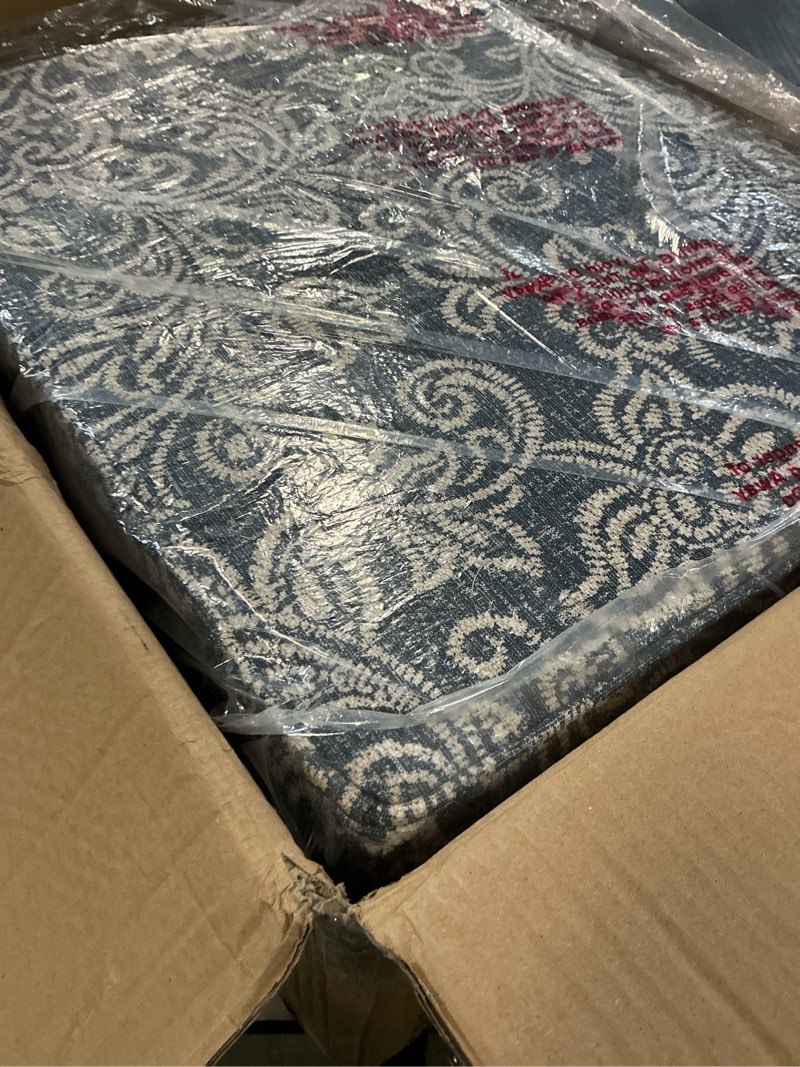 Condition photo showing Good Condition for homepop home decor |k7646-a879| upholstered modern rectangular storage ottoman | hinged lid ottoman with storage for living room & bedroom, blue denim jacobean print