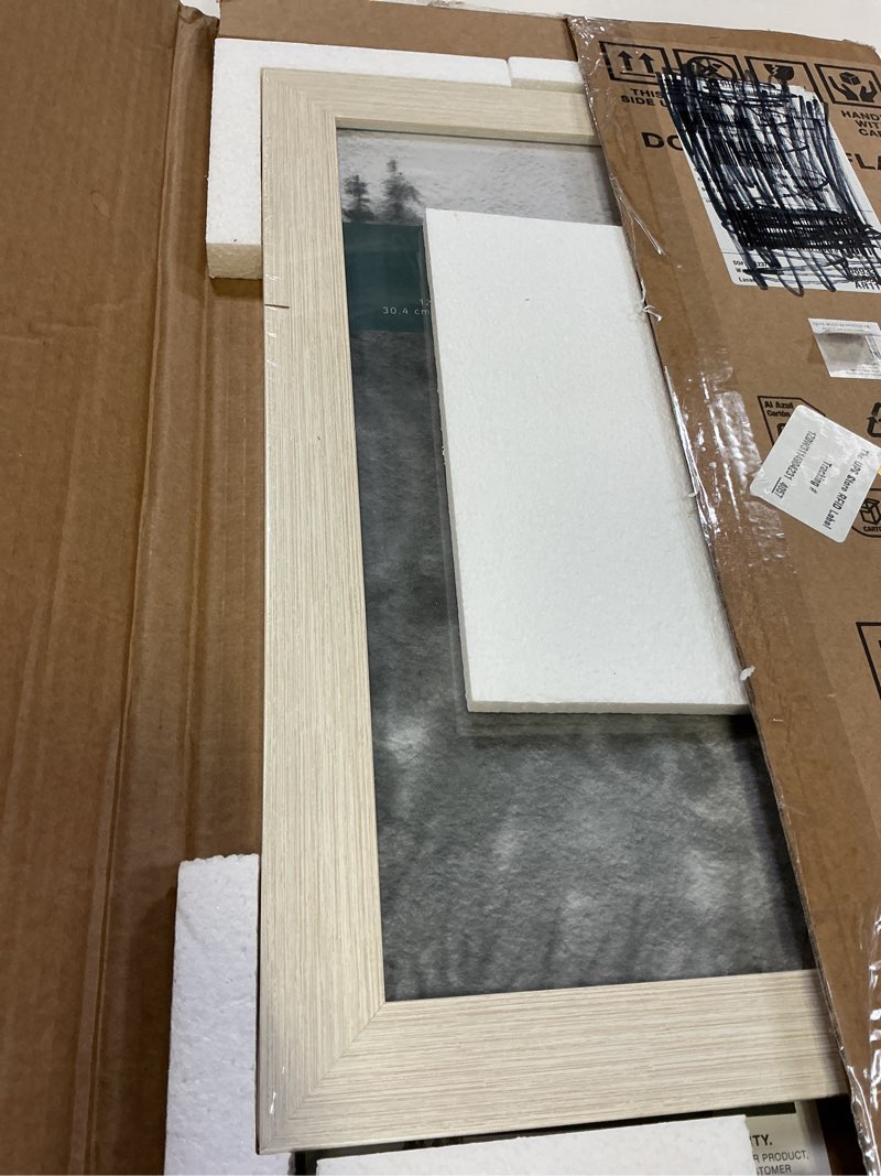 Condition photo showing Good Condition for mcs museum poster frame 12x18 white woodgrain, vertical & horizontal wall hanging large picture frame for photos, posters & art prints (1-pack) 1-pack 12 x 18 in white woodgrain