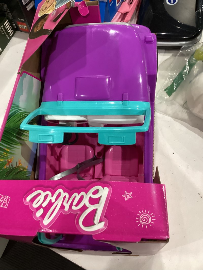 Condition photo showing Good Condition for barbie off-road vehicle purple with pink seats and rolling wheels