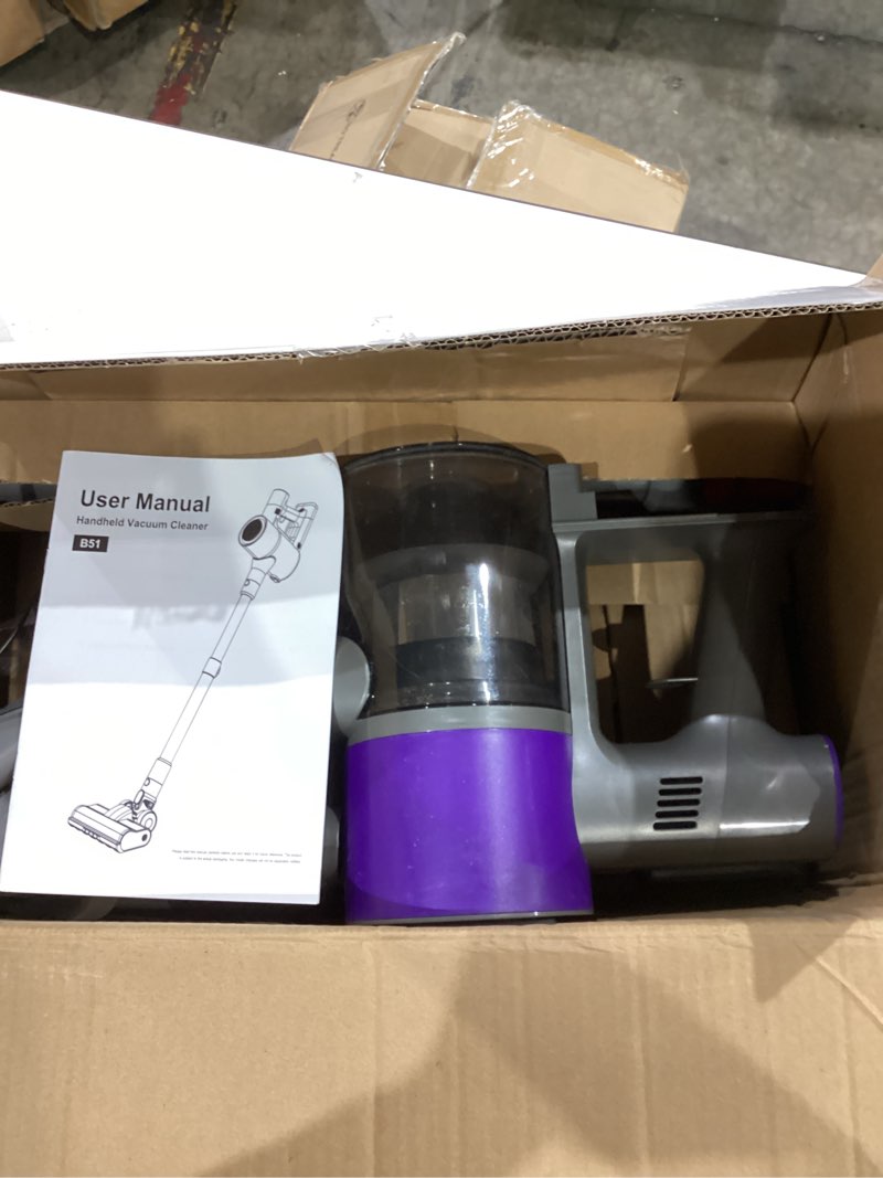 Condition photo showing Good Condition for Cordless Stick Vacuum Cleaner, 38Kpa Powerful Suction Vacuum Cleaner with LED Headlight, Detachable Battery, 8-in-1 Lightweight Handheld Vacuums for Pet Hair Carpet and Hardwood Floor, Purple