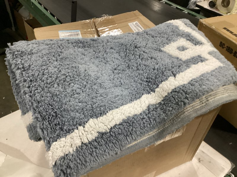 Condition photo showing As Is for Madison Park Evan 100% Cotton Bathroom Rug Non Slip Backing-Luxrurious Tufted Plush Bath Mat Absorbent, Quick Dry, Spa Design Shower Room DÃ©cor, 24x40, Blue