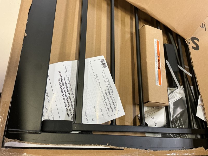 Condition photo showing As Is for safety 1st easy install 28'' walk thru gate, fits between 29'' and 38'', black, 1-pack,(ga105cblk) 1-pack 29" to 38" wide x 28" tall black