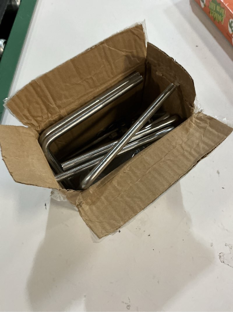 Condition photo showing Good Condition for 6 pcs 4 inch u bolts stainless steel square u-bolt inner width carbon steel m10 heavy duty u-shaped bolts with nuts & washers accessories for automobiles boat trailer industrial parts 10x100x150mm